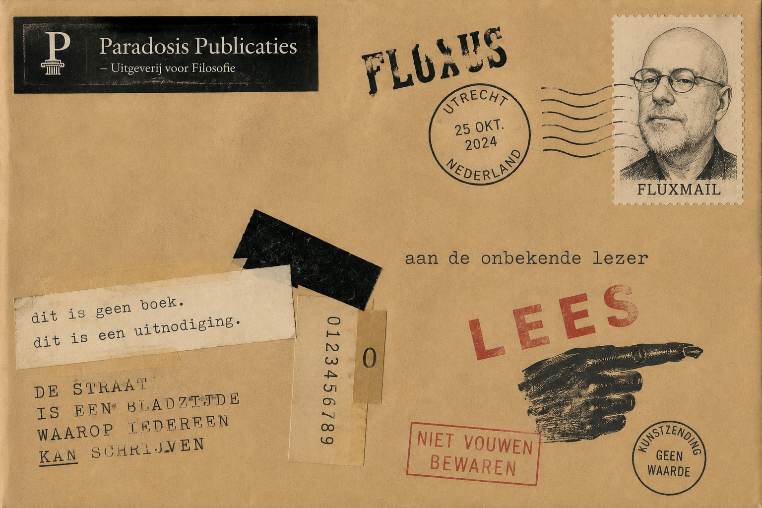 Fluxus envelope aan de onbekende lezer